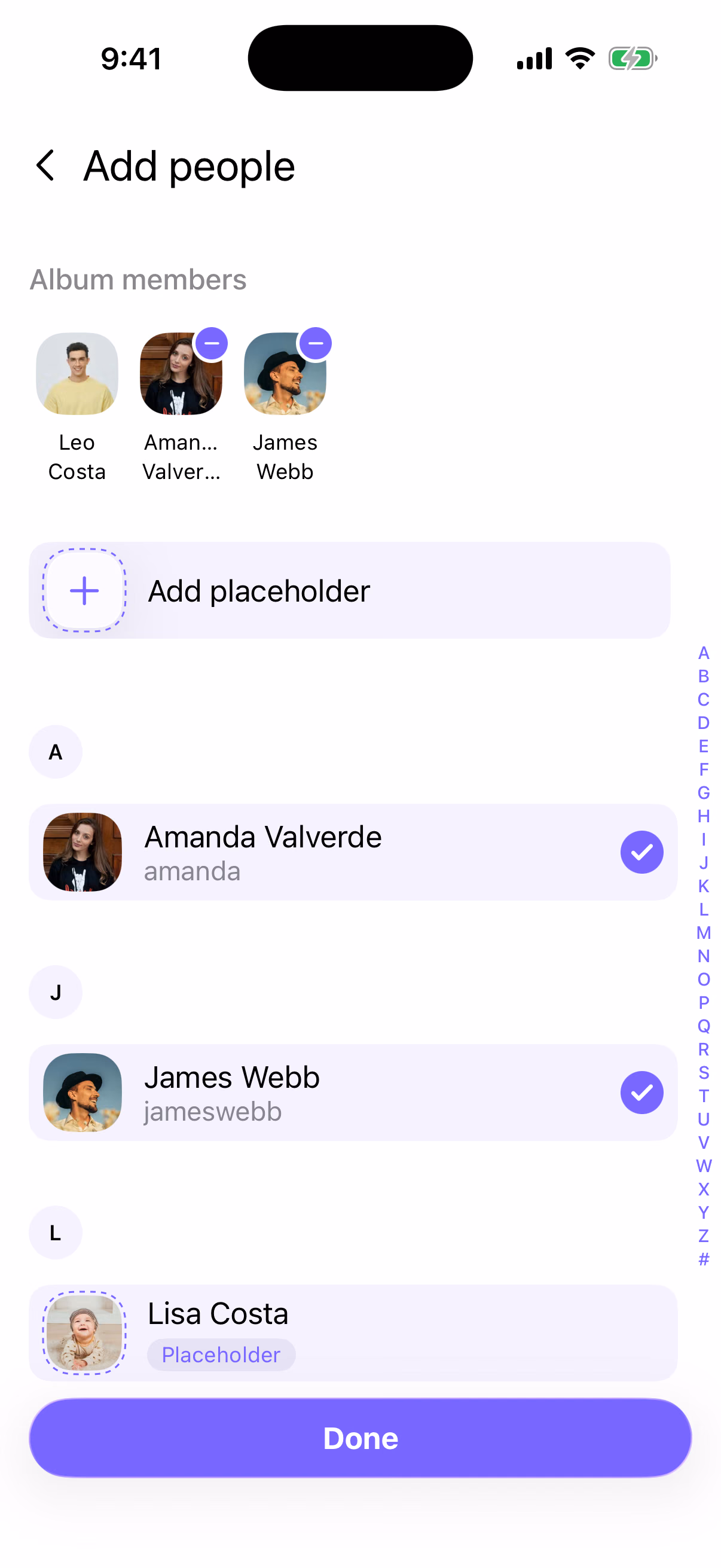PicPocket Add People Interface