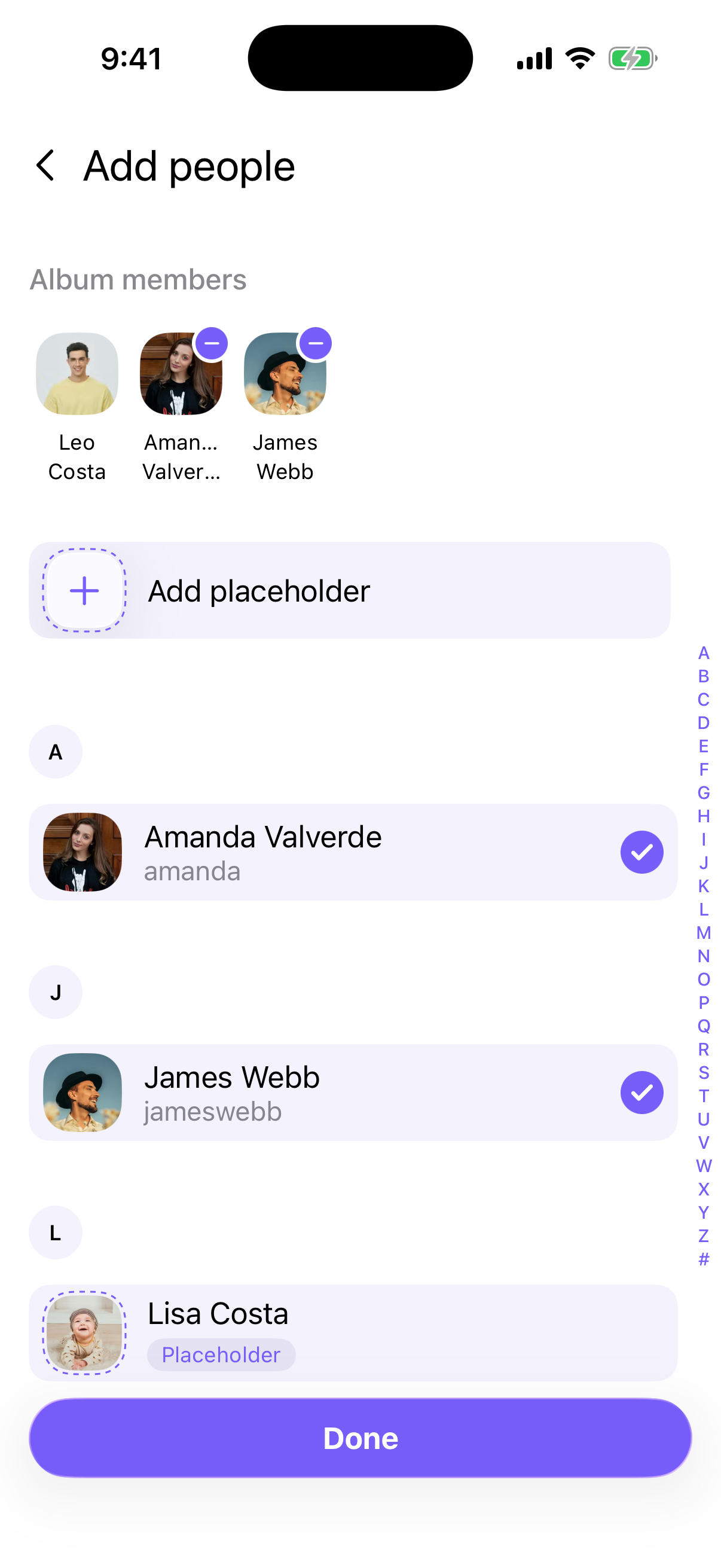 PicPocket Add People Interface